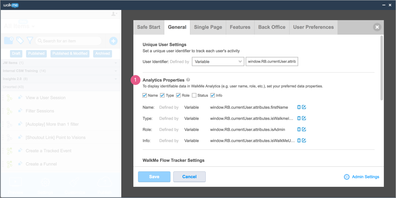 アナリティクス プロパティを使用して Insights セッションをフィルタリングする Walkme Support