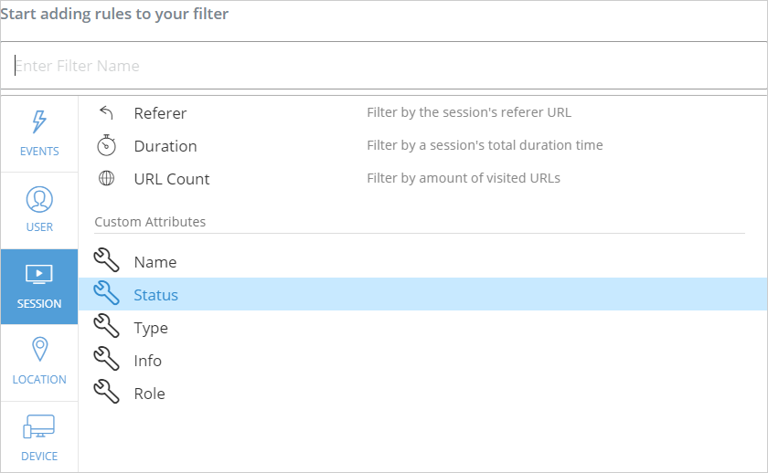 アナリティクス プロパティを使用して Insights セッションをフィルタリングする Walkme Support
