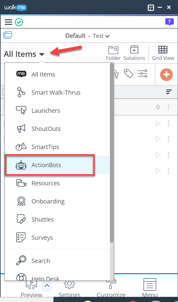 ActionBotの構築方法 - WalkMe Support