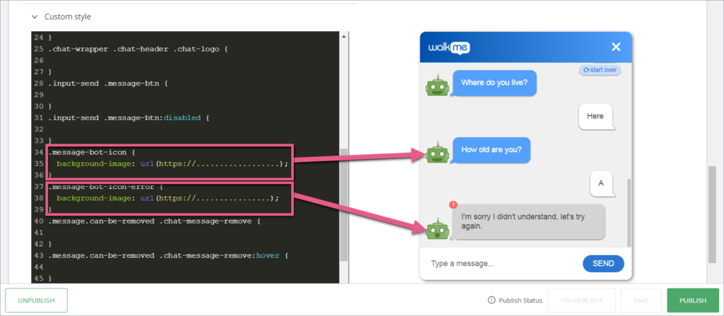 How to Change the ActionBot Custom Style (CSS) - WalkMe Help Center