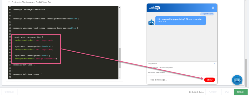 How to Change the ActionBot Custom Style (CSS) - WalkMe Help Center