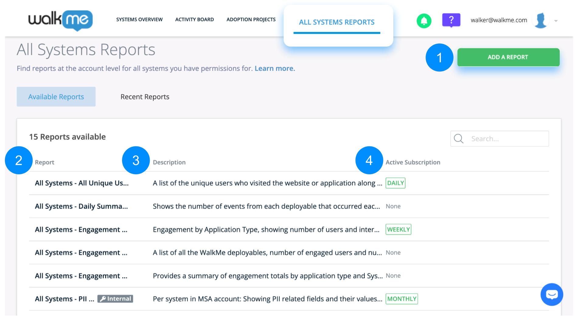 Insights All Systems Reports - WalkMe Help Center
