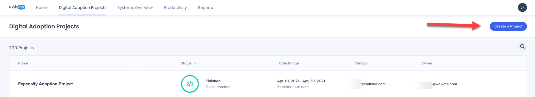 Digital Adoption Projects Dashboard - WalkMe Help Center