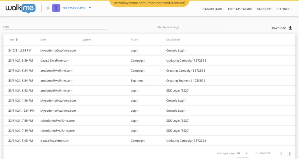 Mobile Activity Logs - WalkMe Help Center