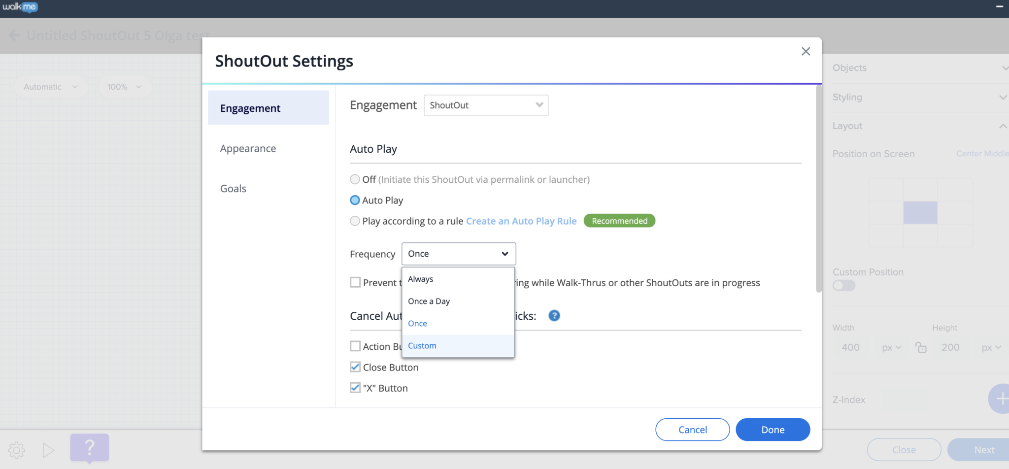 Auto Play Frequency Scheduler WalkMe Help Center