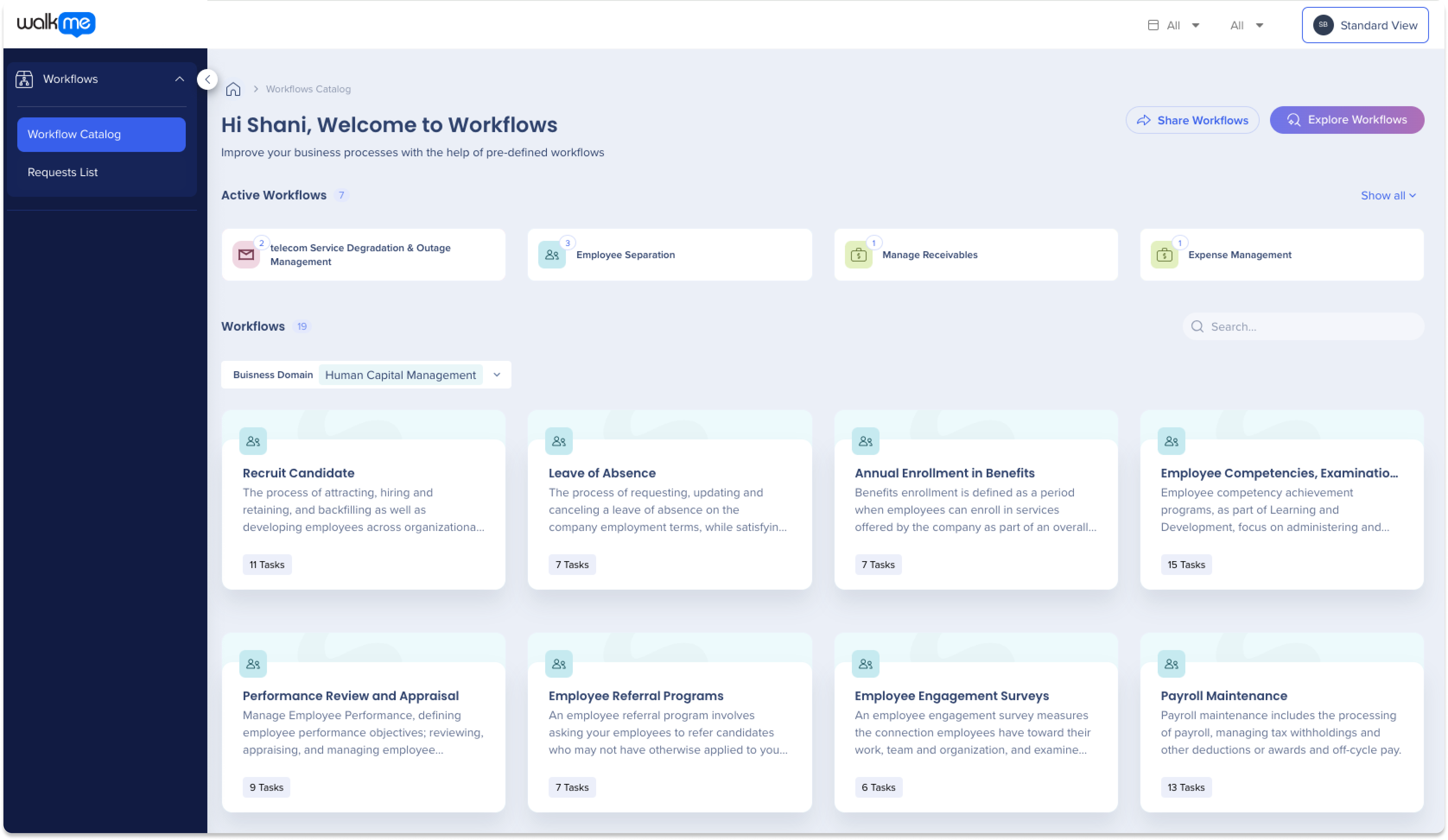 Workflows Standard View - WalkMe Help Center