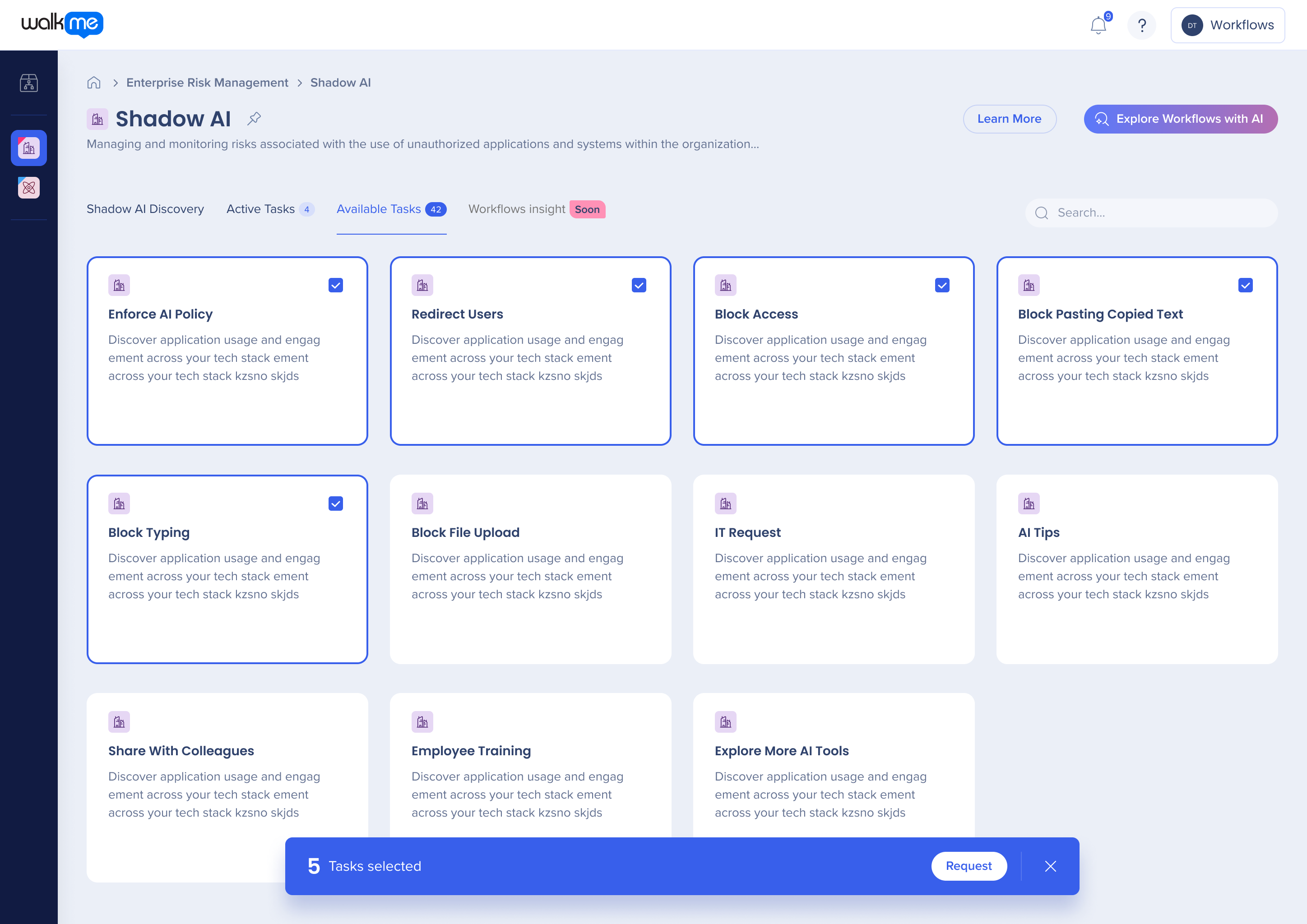 Workflows for Shadow AI - WalkMe Help Center